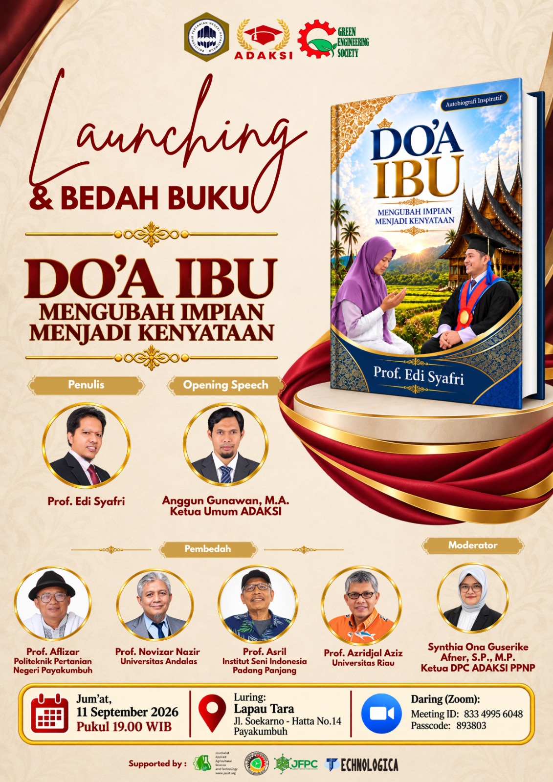 LAUNCHING DAN BEDAH BUKU "DO'A IBU: MENGUBAH IMPIAN MENJADI KENYATAAN"