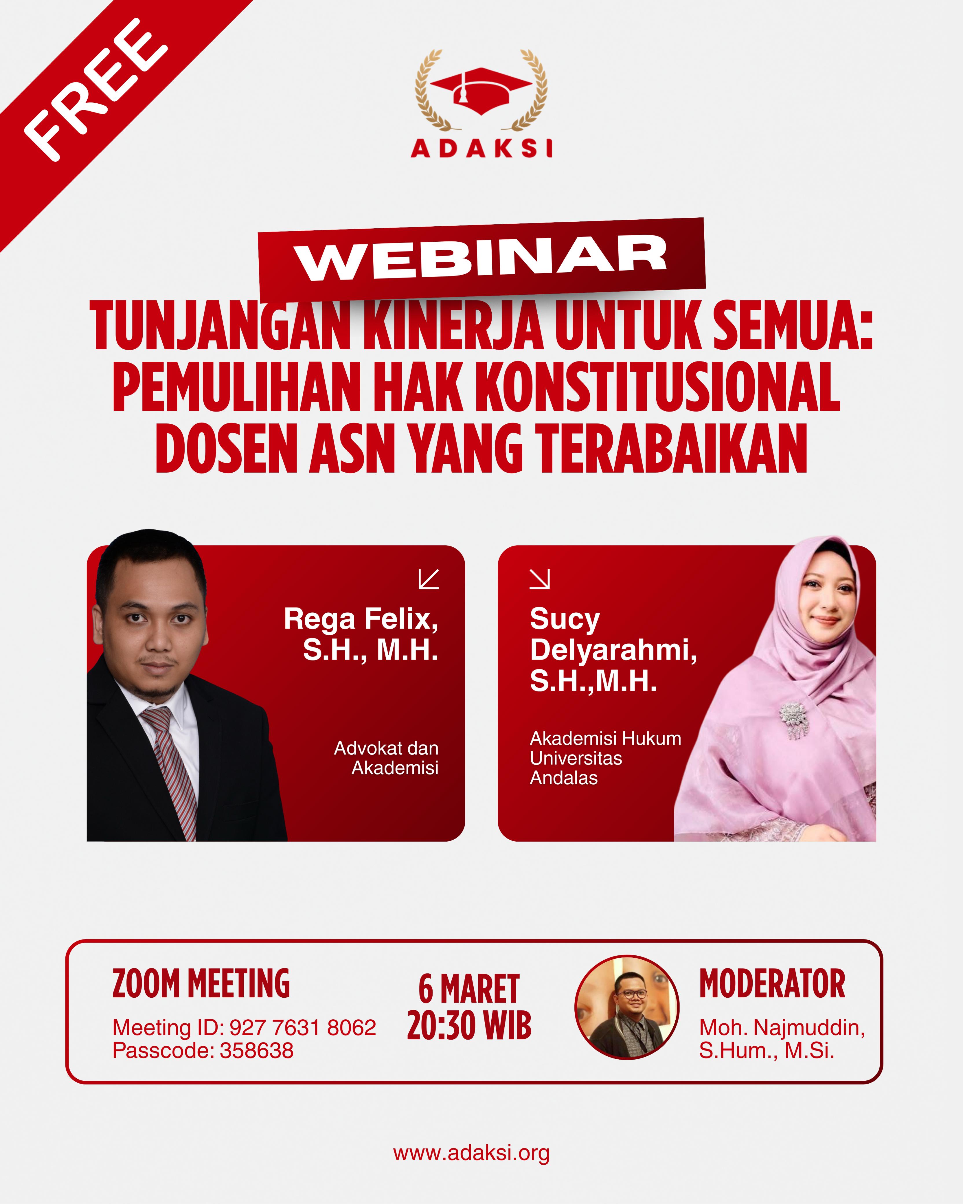 🎓📢 WEBINAR + KONSOLNAS ADAKSI : Tunjangan Kinerja untuk Semua