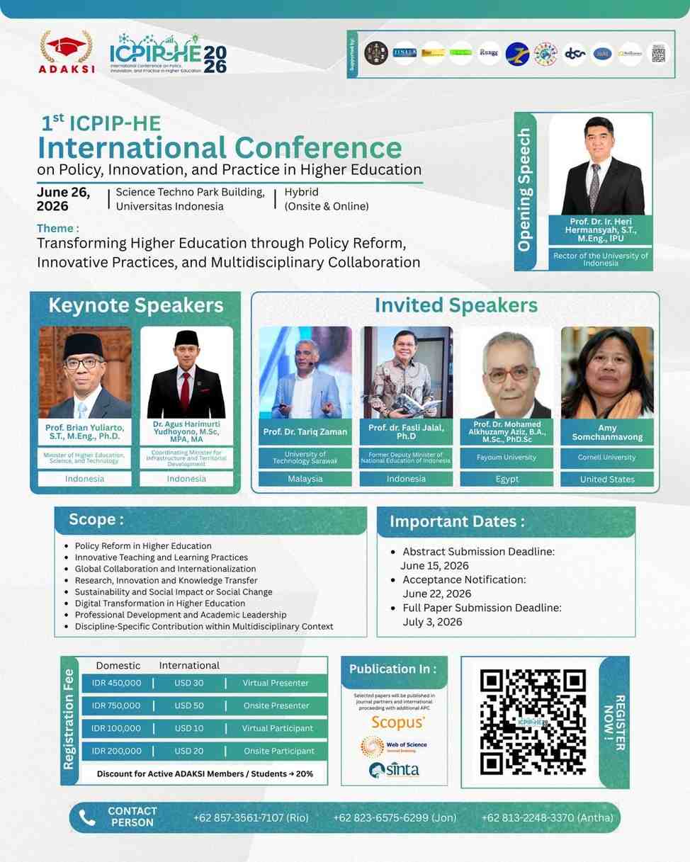 ADAKSI Proudly Present "International Conference on Policy, Innovation, and Practice in Higher Education"