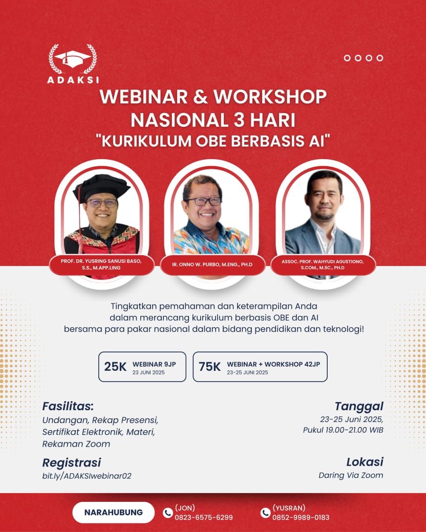 9 JP - WEBINAR & WORKSHOP NASIONAL 3 HARI "KURIKULUM OBE BERBASIS AI"
