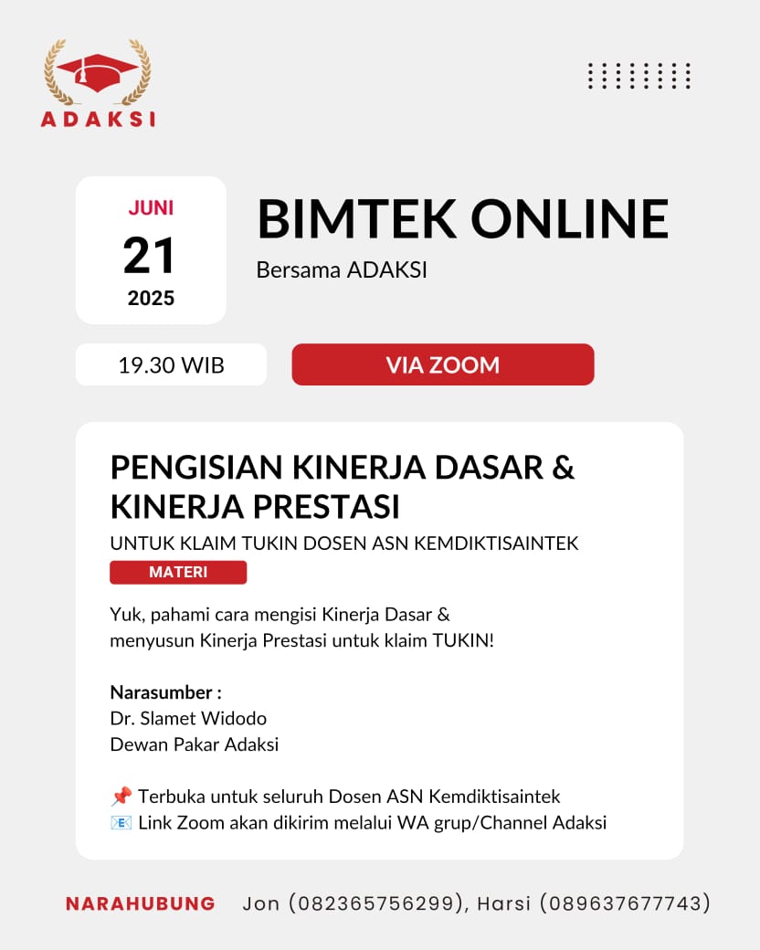 🎓 BIMTEK ONLINE Pengisian Kinerja Dasar & Kinerja Prestasi Untuk Klaim TUKIN Dosen ASN Kemdiktisaintek
