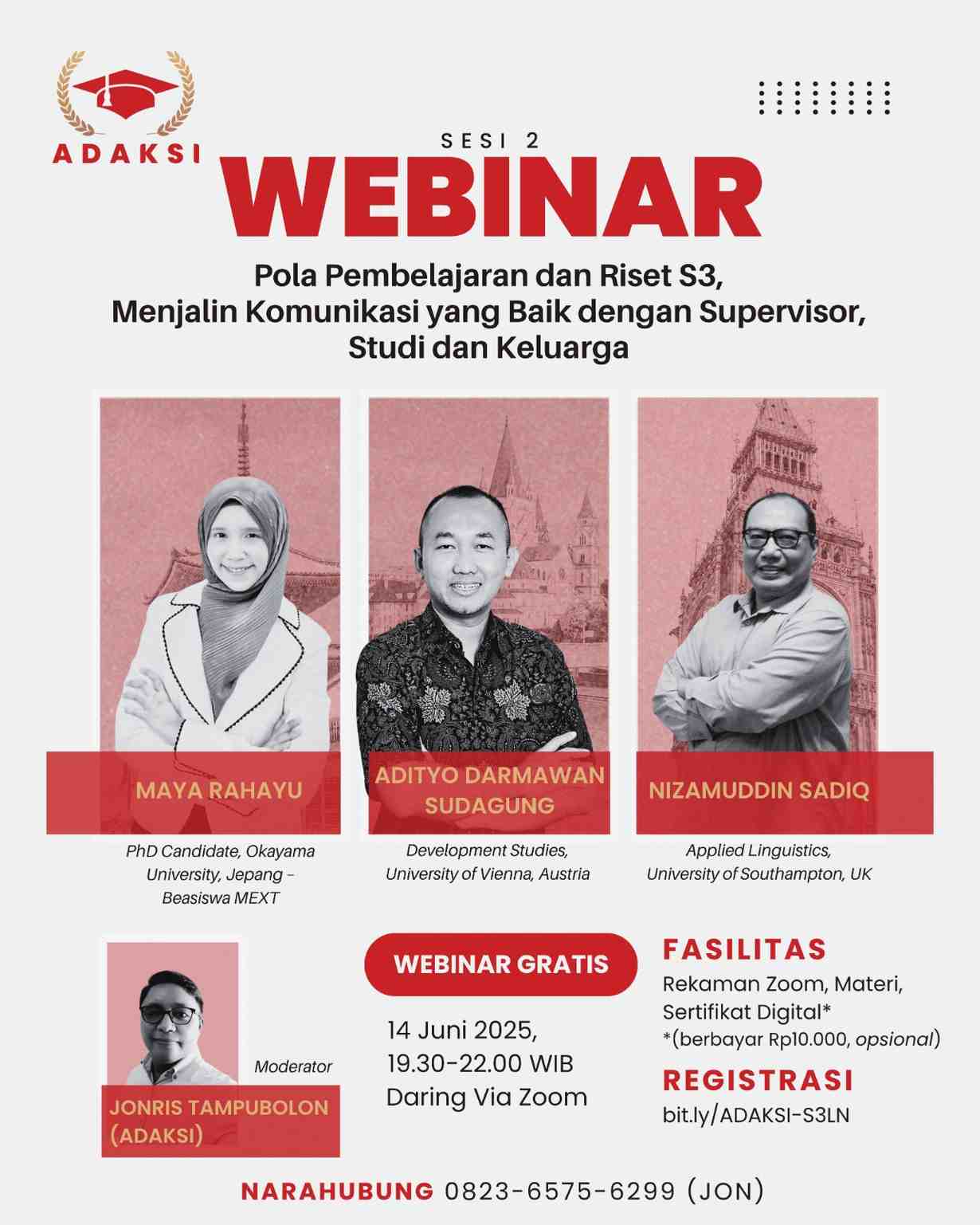 Webinar Pola Pembelajaran dan Riset S3, Menjalin Komunikasi Yang Baik dengan Supervisor, Studi dan Keluarga