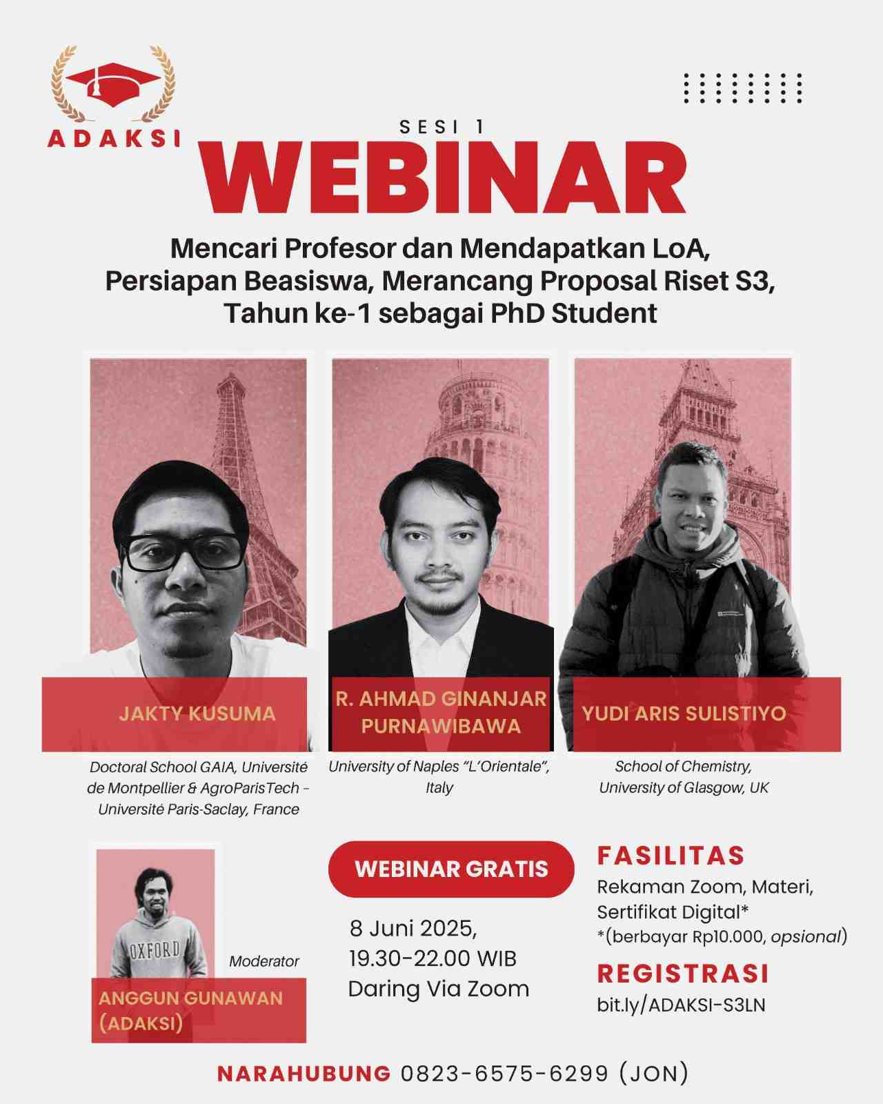 Webinar Mencari Profesor dan Mendapatkan LoA Persiapan Beasiswa, Merancang Proposal Riset S3, Tahun 1 sebagai PhD Student